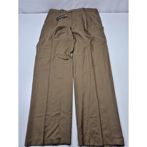 Zanieri Dress Pants Mens 44x36 Beige Wool Pleated Straight Super 100s Italy NWT